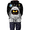 Miniatyrbillede 4 af 5: Langærmet hættetrøje til mænd Halloween Sjov Crew Neck Sweatshirt med kængurulomme Jul Multicolor 3d Print Jumper Sweaterstørrelse