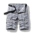 Pikkukuva 1 / 5: Miesten ruudulliset shortsit, väljä vyötärö, monipuoliset twill-cargo-shortsit GRAY 34