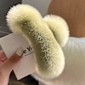 Miniatyrbild 5 av 5: Plysch hårklämma Elegant Solid Faux Fur Plysch Stora Hårklämmor Höst Vinter Lime Leopard