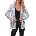 Miniatyrbild 1 av 5: Kvinnors Sequinjacka, Glitter Sparkle Casual Långärmad Blazerrock Silver S