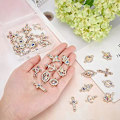 Miniatyrbilde 4 av 5: 32 stk. Evil Eye-koblinger, gullbelagt Rhinestone Cross Oval Hamsa Hand Flat Round Tree of Life-lenker, sjarm, Lucky Chakra-anheng for smykkelaging