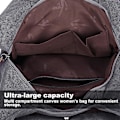 Miniatyrbillede 4 af 5: Multi Pocket Skuldertaske til Kvinder, Canvas Håndtaske, Enkelt Skuldertaske, Kunstnerisk og Minimalistisk White*Grey
