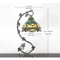 Miniatyrbild 2 av 4: Grön gul bordslampa i Tiffany-stil med metallblad, 8x10x21 tum, skrivbordslampa, dekor för små utrymmen, sovrum, hemmakontor