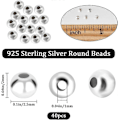 Miniatyrbild 2 av 5: 1 Ask 40 st 2,5 mm Runda Distanspärlor Sterling Silver Lösa Pärlor Små Hål Distanspärlor Fynd