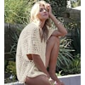 Miniatyrbilde 3 av 5: Strikket Strandkjole Bikini Cover Up Sommer Strand Cover Up Bikini Bluse for Kvinner hvit