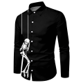 Miniatyrbilde 1 av 5: Herre Jul Halloween Langermet Knappeskjorte Casual Slim Fit Dress Skjorter Q3 M