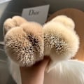 Miniatyrbild 3 av 5: Plysch hårklämma Elegant Solid Faux Fur Plysch Stora Hårklämmor Höst Vinter Lime Leopard