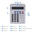 Miniatyrbillede 5 af 5: Lommeregner 12 Cifre LCD Display Elektronisk Lommeregner Tæller Store Knapper Tid Dato Visning