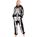 Miniatyrbild 3 av 8: Spooktacular Creations Unisex Skelett jumpsuit Pyjamas Plysch Skelett Jumpsuit Dragkedja Halloween Hoody Pyjamas för Vuxna Nattkläder Kostym L