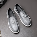 Miniatyrbilde 5 av 5: Hverdagslige Herresko i Lær - Flat Sko Fr1800-1 Gray EU 40