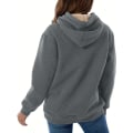 Miniatyrbild 2 av 5: Solid Kangaroo Pocket Hoodie, Casual Långärmad Hoodie För Höst & Vinter, Damkläder grey 4XL