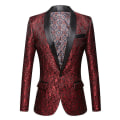 Miniatyrbillede 1 af 5: Herre Blomstret Revers Blazer Jakkesæt Print Dinner Smokingjakke red s