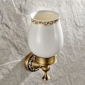 Miniatyrbilde 3 av 5: Toalettbørsteholder for bad, keramisk retro messing toalettbørste (børste inkludert) veggmontert 42x11cm