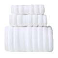 Miniatyrbilde 1 av 5: Badehåndklesett i bomull - tykke og absorberende 3-delt baderomshåndklesett, 1 badehåndkle, 2 vaskekluter White
