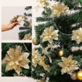 Miniatyrbild 3 av 5: 12 st julblommor, konstgjorda julblommor, glitter julstjärna julgransprydnader, glitter julgran, konstgjorda blommor jul