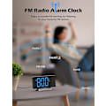 Miniatyrbild 4 av 5: Väckarklockor för Sovrum, Multifunktionell Klocka med FM-Radio & Projektion, 0-100% Dimmer & Radio Volym, Böjd Skärm, Dubbla Alarm, USB-Laddare, Cr Blue