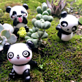 Miniatyrbillede 2 af 5: Sæt med 8 søde panda-dyreminiaturer til dekoration, figurlegetøj, gør-det-selv
