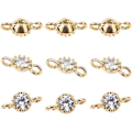 Miniatyrbillede 1 af 5: 20 stk. messing cubic zirconia led Light Gold flad rund armbånd halskæde stik vedhæng til DIY smykkefremstilling hul: 1 mm