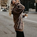 Miniatyrbillede 5 af 5: Blød Fuzzy Sweatshirt til Kvinder - Efterår & Vinter - Varmt Lynlås-Hoodie Trøje 4XL Block Color Khaki