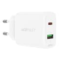 USB-C och USB 20W Väggladdare PPS PD QC 3.0 AFC FCP Vit