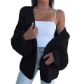 Miniatyrbillede 1 af 5: Dame Cardigan Sweater Ensfarvet Bluse Løs Langærmet Løs Afslappet Frakke Plus Size 2XL B