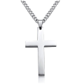 Miniatyrbild 1 av 5: Kors Halsband för Män, Rostfritt Stål Korshänge Halsband Silver