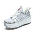 Miniatyrbillede 1 af 5: Drenge Piger Sneakers Sko med dobbelthjul LED Lys Sko 3F908 Silver EU 31