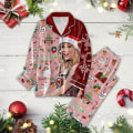 Miniatyrbillede 3 af 5: Dame Jule Pyjamas Sæt, Taylor Pyjamas Knap Ned Loungewear Nattøj style 1 L