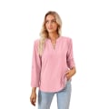 Miniatyrbilde 1 av 5: Dame V-hals Kortermet T-skjorte Casual Løse Skjorter Topper Pink XL