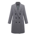 Miniatyrbillede 3 af 5: Dame Dobbeltradet Frakke Reverskrave Vinter Klassisk Filt Lang Jakke 2XL Gray