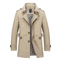 Miniatyrbillede 1 af 5: Herre Bomuld Casual Jakker Mellemlang Vindjakke Vaskede Jakker Til Forår Og 4XL Light Khaki Thin