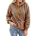 Miniatyrbillede 1 af 5: Dame Plys Sweater Frakke Snøre Hætte Sweater Lange Ærmer Casual Toppe Ny M A