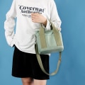 Miniatyrbillede 3 af 5: Canvas tote taske til kvinder, canvas håndtaske med flere indvendige lommer, lynlåslukning med vedhæng, ensfarvet Portable Gray