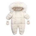 Miniatyrbild 1 av 5: Babyflicka Vinter Snödräkt, Småbarnsjacka Kläder För Pojke Spädbarns Overall Hoodied White 6-9Y