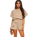 Miniatyrbilde 2 av 5: Sommerlige, avslappede jumpsuiter for kvinner, jumpsuiter med korte ermer Khaki 3XL