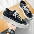 Miniatyrbillede 4 af 5: Herre Canvas Sko Mode Sneakers Lav Top Tennissko Snørebånd Casual Sko 3Dn2210 Black EU 44