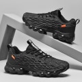 Miniatyrbillede 3 af 5: Mænds Sports Løbesko Fiskeskæl Flyvende Vævet Sneakers Fr9127-P Black EU 43
