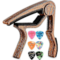 Miniatyrbild 1 av 4: Gitarr Capo med 6 Gitarrplektrum, Ukulele Capo Akustisk Elektrisk Gitarr Clip Snabbt Byte Capo Clamp för Akustiska Elektriska Gitarrer wooden