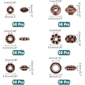 Miniatyrbilde 2 av 5: 300 stk. Tibetanske Avstandsperler 6 Stiler Rød Kobber Avstandsperler Legeringsperle Bicone Donut Rondelle Avstandsstykker Smykker Løse Perler Metallhåndverksperler for Armbånd