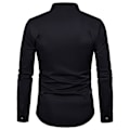 Miniatyrbillede 2 af 2: Herre Broderet Langærmet Slim Fit Button Down Casual Party Skjorte Black L