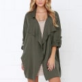 Miniatyrbilde 3 av 5: Dame Seven-quarter Erme Trenchcoat Britisk Stil Ensfarget Løs Casual XL A