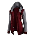 Miniatyrbillede 4 af 5: Sweatshirt til kvinder Patchwork Hætte Langærmet Firdobbelt-knap Top Jakke L Black