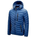 Miniatyrbillede 1 af 3: Vinterjakke Plus Size med Hætte, Vandtæt Jakke til Mænd Kvinder 4XL Navy Blue