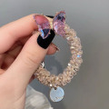 Miniatyrbillede 1 af 5: Elastiske Hår Scrunchies med Krystaller Strækbare Elastiske Hårelastikker Hårpynt til Piger Festtilbehør Purple