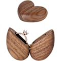 Miniatyrbillede 1 af 5: Træ Ringæske til Bryllupsceremoni, Små Hjerteformede Frieri Forlovelses Ringæsker til Bryllup Bryllups Ringæsker til Ceremoni (sort Valnød)