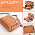 Miniatyrbild 2 av 5: Crossbody PU-läder axelväska för kvinnor, casual elegant, flera lager Red