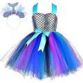 Miniatyrbillede 3 af 4: Piger Havfrue Kostume LED Lysende Prinsesse Tutu Kjole Purple style1-S