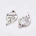 Pikkukuva 2 / 2: 5 Sarjaa Tiibetiläistyylisiä Alloy-halkaisuriipuksia, kadmium- ja lyijyvapaita, sydän ja teksti Best Friends, sydän, antiikkihopea, 22x12x2mm, reiän koko: 1,5mm