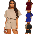 Miniatyrbild 1 av 5: Sommarklänningar för kvinnor, casual jumpsuits, kortärmade jumpsuits Khaki 2XL