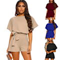 Miniatyrbilde 1 av 5: Sommerlige, avslappede jumpsuiter for kvinner, jumpsuiter med korte ermer Khaki M